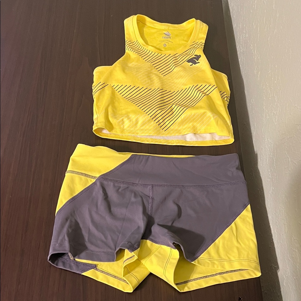 Rabbit Running Yellow and Gray Race shorts